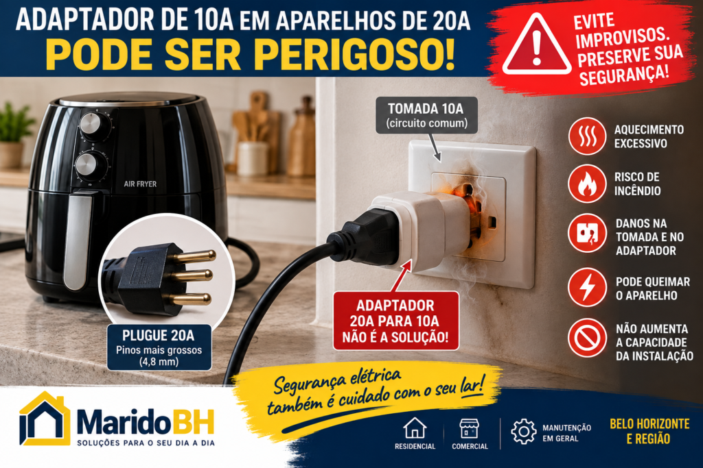 O perigo de usar adaptador de 10A em equipamentos com plugue de 20A